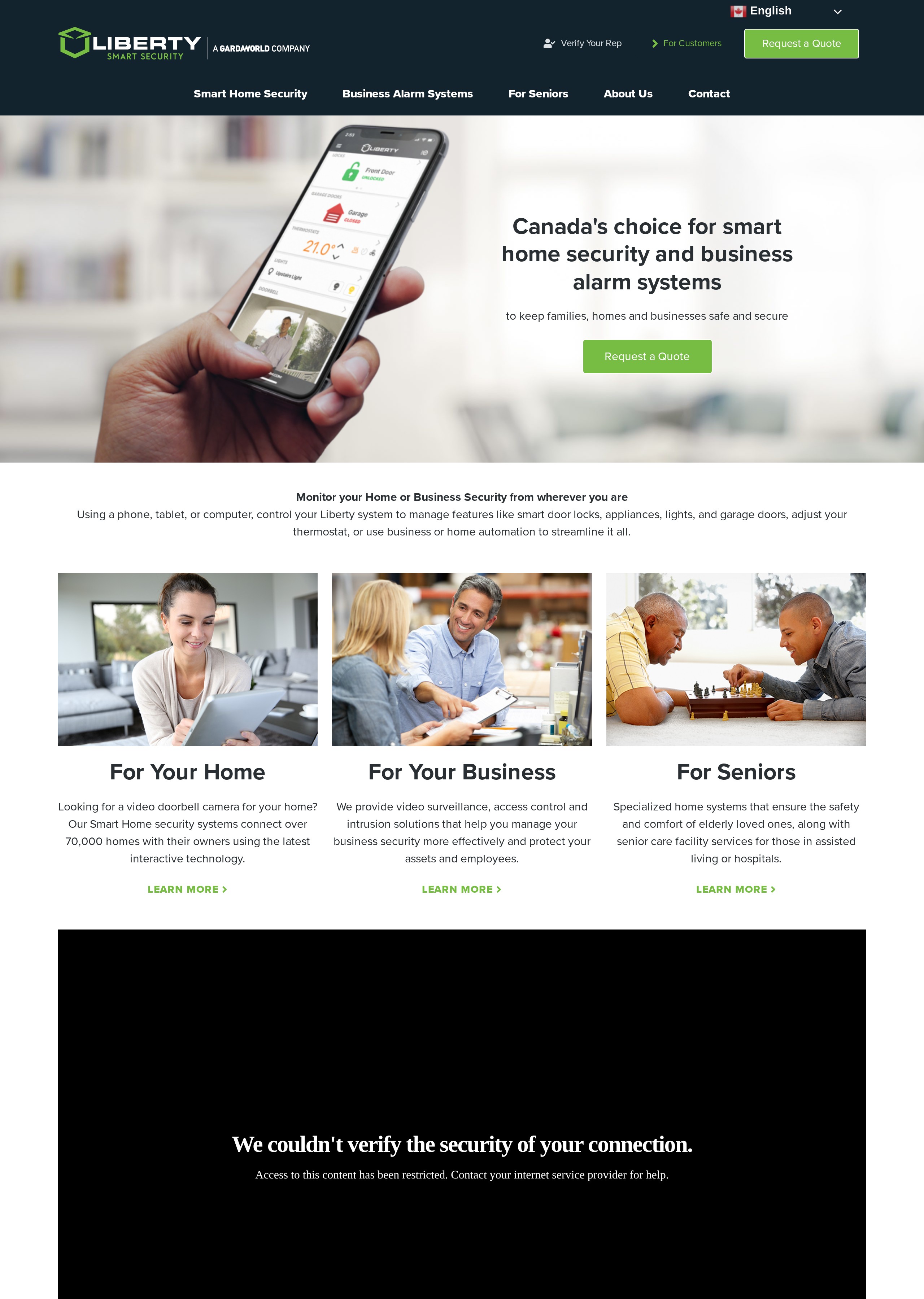 LibertySecurity.ca website screenshot